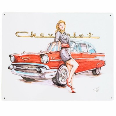 Enseigne Chevrolet en métal Pin Up