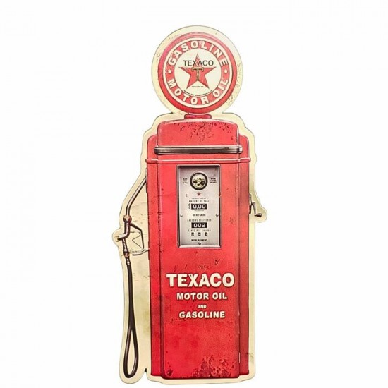 Enseigne Texaco en métal embossé / Pompe à essence