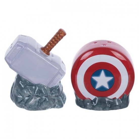 Ensemble MARVEL sel et poivre en céramique, Captain America et Thor