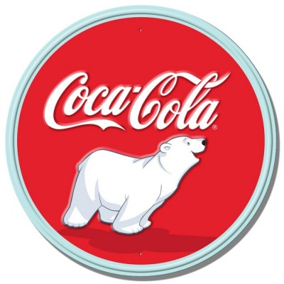 Enseigne Coca-Cola en métal ronde et embossé /...