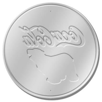 Enseigne Coca-Cola en métal ronde et embossé / Ours Polaire