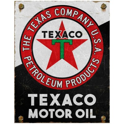 Enseigne Texaco en métal  / Motor Oil Noir et...