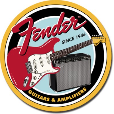 Enseigne Fender en métal  ronde et embossé /...