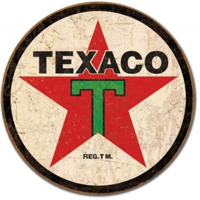Enseigne Texaco en métal ronde
