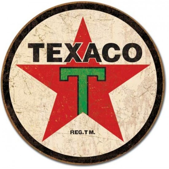 Enseigne Texaco en métal ronde