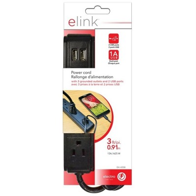 Rallonge d'alimentation avec 2 ports USB