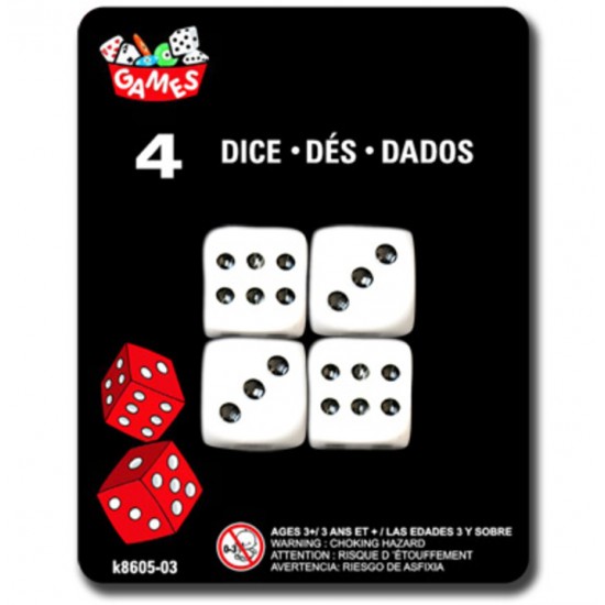 Gros Dés à jouer paquet de 4