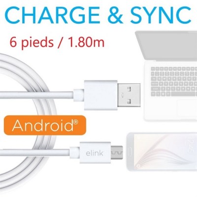 Câble Micro USB à USB 6 pieds (1,80m) EK-4038
