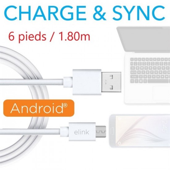 Câble Micro USB à USB 6 pieds (1,80m) EK-4038