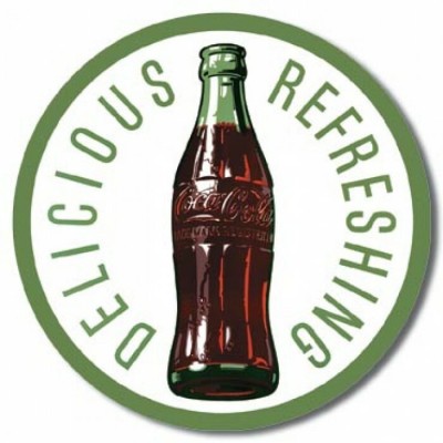 Enseigne Coca-cola en métal ronde / 1960