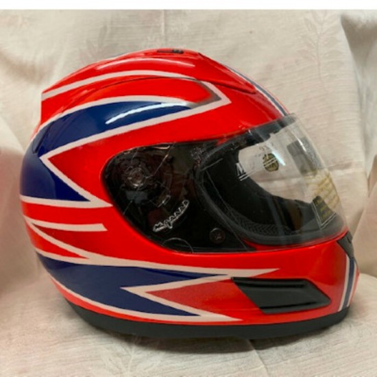 Casque Onix avec visière rouge et bleu grandeur XL