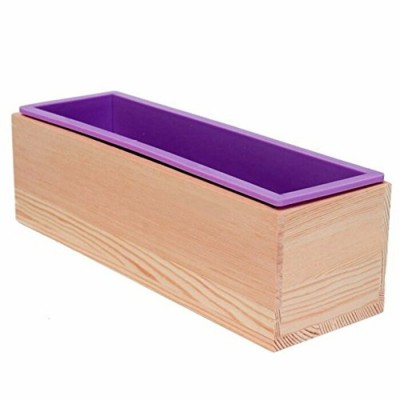Moule à  Savon en silicone rectangulaire avec boîte en bois 1200ml