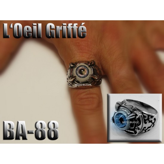 Ba-088, Bague L'Oeil Griffé acier inoxidable