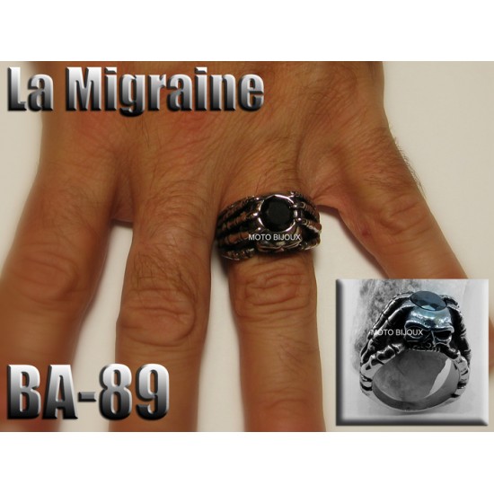 Ba-089, Bague tête de mort La Migraine acier inoxidable