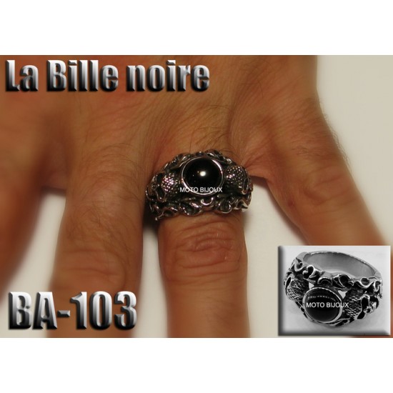 Ba-103, Bague tête de mort La Bille Noire  acier inoxidable