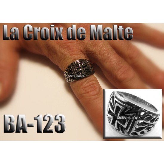 Ba-123, Bague La Croix de Malte acier inoxidable