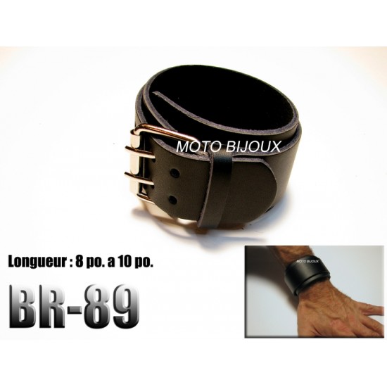 Br-089, Bracelet ceinture cuir noir