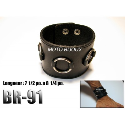 Br-091, Bracelet cuir noir