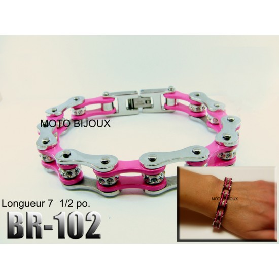 Br-102, Bracelet Chaîne rose  acier inoxidable «...