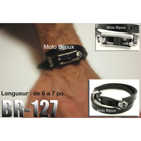 Br-127, Bracelet cuir et acier inoxidable «...