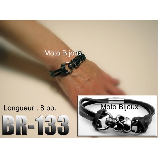 Br-133, Bracelet cuir et acier inoxidable «...