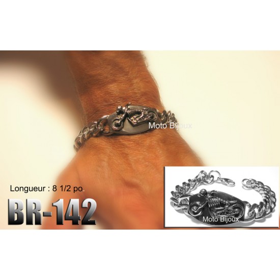 Br-142, Bracelet Moto Squelette ,acier inoxidable...