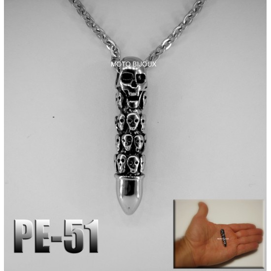 Pe-051, Pendentif Balle tête de mort acier inoxidable ( Stainless Steel )