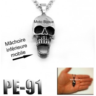 Pe-091, Tête de mort machoire mobile, acier...