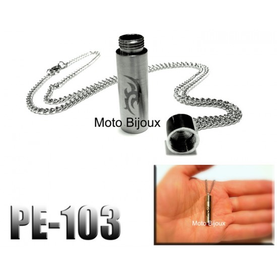 Pe-103, Pendentif  Mini-Urne Tribal, acier...