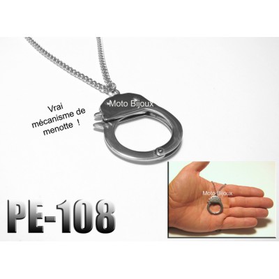 Pe-108, Pendentif  Menottes, acier inoxidable (...