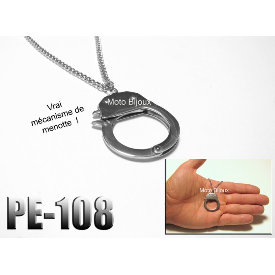 Pe-108, Pendentif  Menottes, acier inoxidable ( Stainless Steel )