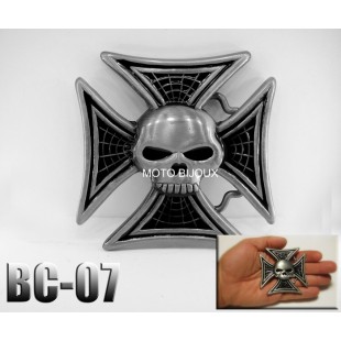Bc-07, Boucle de ceinture ,Tête de mort ,Croix de...