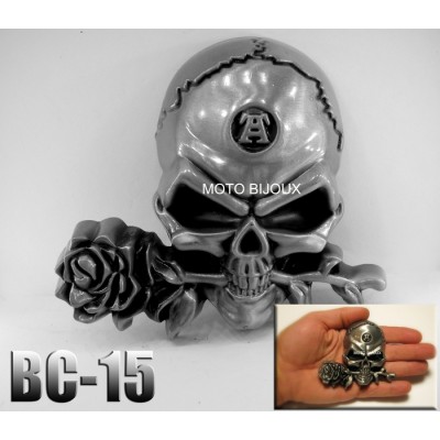 Bc-15, Boucle de ceinture ,Tête de mort rose en...