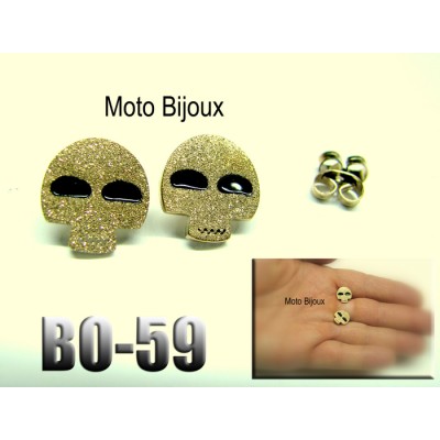 Bo-59, Boucles d'oreilles tête de mort , Doré...