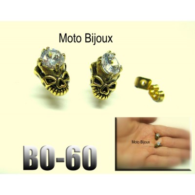 Bo-60, Boucles d'oreilles tête de mort dorée ,...