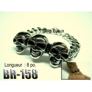 Br-158, Bracelet Triplets Tête de mort, Acier...