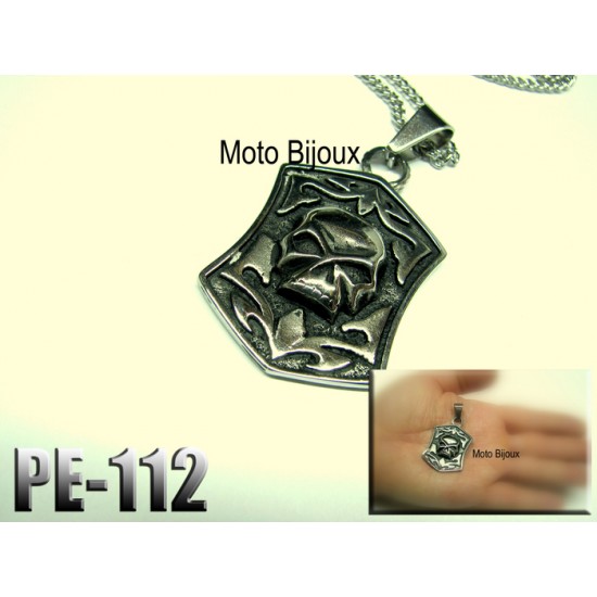 Pe-112, Pendentif Tête de mort, Willy, Acier inoxidable ( Stainless Steel )