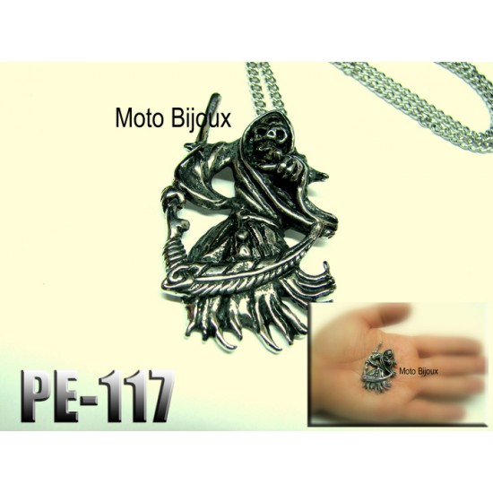 Pe-117, Pendentif Faucheuse de la mort ,Acier...