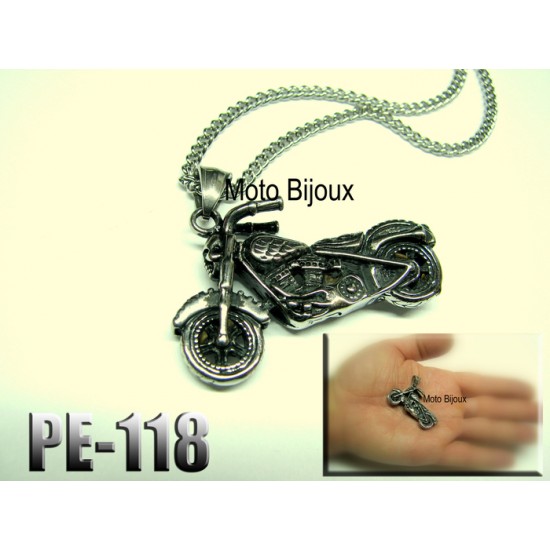 Pe-118, Pendentif Moto Custom,  Acier inoxidable ( Stainless Steel )