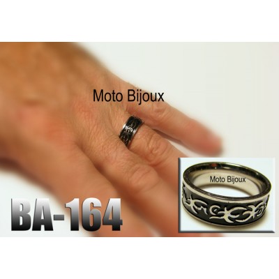 Ba-164, Bague motif Tribal,  Acier inoxidable