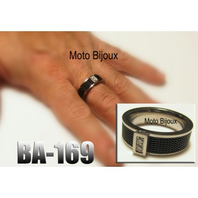 Ba-169, Bague Moderne Tressée noire ,Acier...