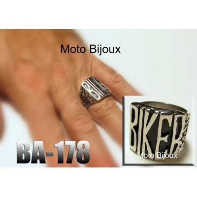 Ba-178, Bague Biker , Acier inoxidable