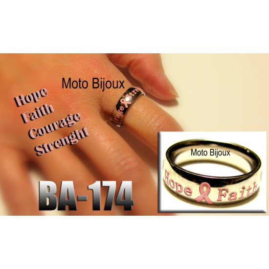 Ba-174, Bague supportons le Cancer, Hope, Faith,...