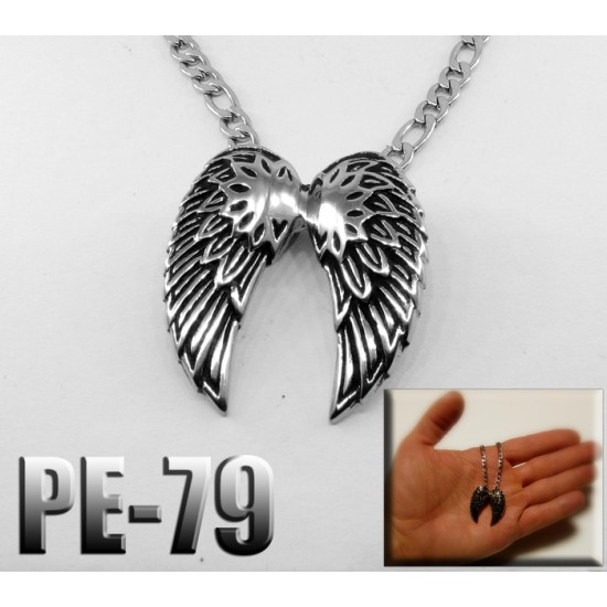 Pe-079, Pendentif double ailes, acier inoxidable (...