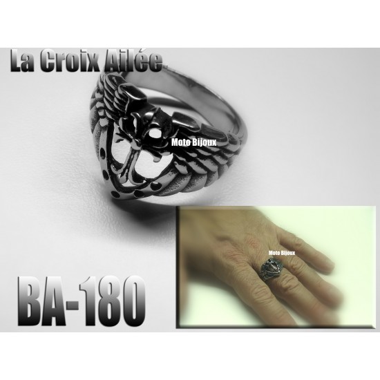 Ba-180, Bague La Croix Ailée , Acier inoxidable (Stainless Steel)