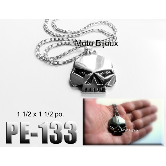 Pe-133, Pendentif  Skull Will , Acier inoxidable ( Stainless Steel )