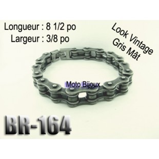 Br-164 bracelet chaîne vintage gris mât,acier...