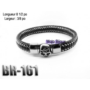 Br-161, Cuir / Acier inoxidable Skull, fermoir...