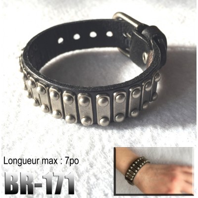 Br-171, Bracelet cuir et plaque d'acier
