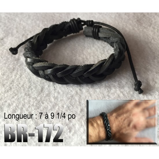 Br-172, Bracelet cuir tressé Shamballa